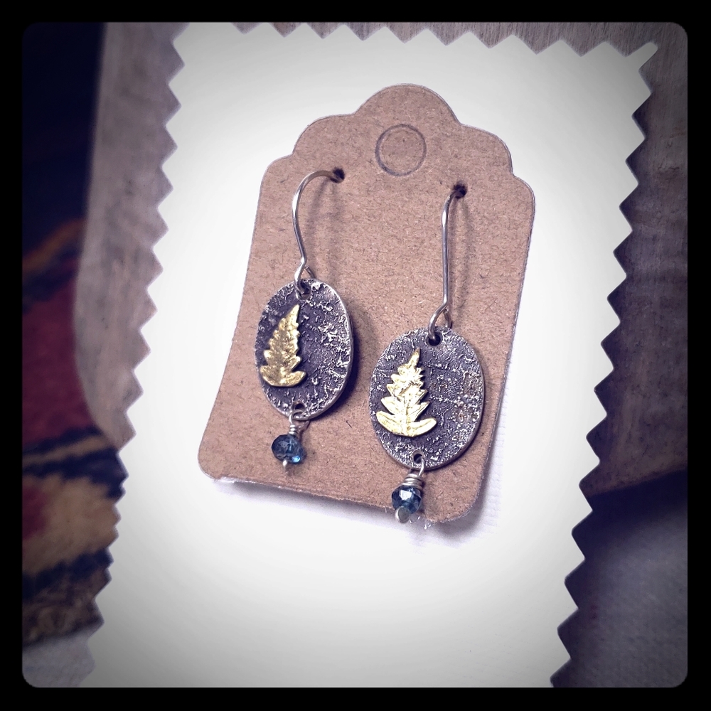 14kt gold ferns leaves and sterling